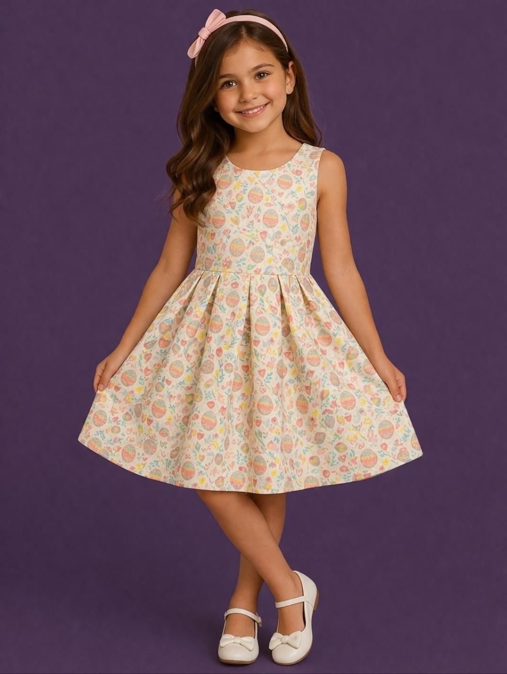 SAVANNAH Pastel Easter Egg Sleeveless Cotton Tank Portrait Church Dress Size 8
